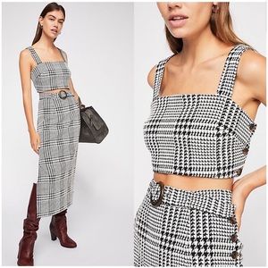 Rare Free people checkered pencil skirt crop set - 6